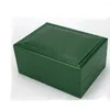 Watch Boxes Classic Green Mens Box Cases Inner Outer Woman's Watches Men Wristwatch Boxs Papers Card Packag