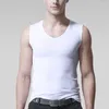 Men's Tank Tops Camisetas Short-SLIce Silk Seamless Men's Vest Loose Sleeveless Sport Bodysuit Plain Color Casual Summer Cotton