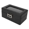 Mira Cajas de almacenamiento de almacenamiento Black Soft Portable Jewelry Pu Cuero para PU para exhibición
