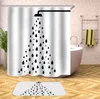 Shower Curtains Striped Curtain Geometric Plaid Print Waterproof Bath For Bathroom Bathtub Bathing Cover Large Wide 12pcs Hooks