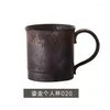 Tasses tasse dorée tasse en céramique émaillée noire de charbon de bois rétro japonais avec poignées Stoare thé eau café personnalisé