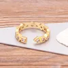Bröllopsringar aibef mode geometrisk kvinnlig koppar zirkon enkel personlighet guld öppen justerbar ring kubtillbehör anslutna smycken