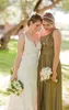 Кабриолетная кантри-платье подружки невесты с открытой спиной и лентой галстук A-Line Olive Green Garid