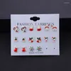 Christmas Decorations 1/8 Pairs Earrings Set Combination Tree Snowflake Santa Claus 2022 Year Gifts Decor For Home