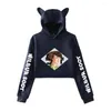 Women's Hoodies Creative Print Wilbur Roet Kat Oor Vrouwen Mode Cartoon Sexy Navel Sweatshirt Harajuku Casual Streetwear Truien Top