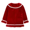 Set di abbigliamento per ragazze pantaloncini da pigiama set taglia 6 bambini manica lunga natalizia rossa in pile di colore solido baby outfit da casa di benvenuto