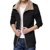Men's Jackets Men Coat Trench Plush Lining Stand Collar Solid Color Coldproof Autumn Winter Single Breasted Mid-length Windbreaker
