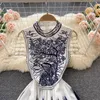 Star style palace style small dress high-end women's retro heavy work embroidery slim fitting short dress