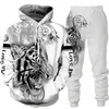 Mens Tracksuits Animal 3D Tiger Printed Hoodie Pants Suit Cool Menwomen 2 PCS Sportwear Tracksuit Set Autumn and Winter Clothing 220930