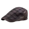 Bérets CNTANG marque hommes béret rayé Plaid mode casquette plate pur coton rétro français Golf décontracté été chapeau de soleil réglable