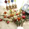 Party Decoration 4 Heads Simulation Pomegranate Fruit Bean Branch Berries Artificial Flowers Home Wedding Fake