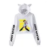 Women's Hoodies Creative Print Wilbur Roet Kat Oor Vrouwen Mode Cartoon Sexy Navel Sweatshirt Harajuku Casual Streetwear Truien Top