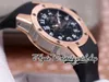 V9F 2022106301 CRMA3 Orologio meccanico automatico da uomo Lancette vertiginose Cassa in acciaio oro rosa Quadrante scheletrato Cinturino in caucciù nero Ultimi orologi eternità Super Edition