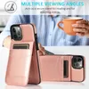 Business Wallet Case for iPhone 15 14 13 12 11 Pro Max 7 8 Plus Mini XR XS Max X Retro Flip Up and Down Leather Card Holder Call Phone Cover