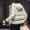 Herren Daunenmode Casual Wintermantel Langarm Verdickte Baumwolljacke Junge Doppelkragen Steharbeitskleidung