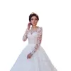 Glitzernde Ballkleid-Hochzeitskleider 2023, lange Ärmel, luxuriöse, glitzernde, rückenfreie arabische Brautkleider mit langem Zug, Vestidos de Novia Robe Mariee