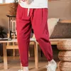 Men's Pants Harem Stylish Mid Waist Ankle Tied Trousers Bottoms Pencil Pure Color Streetwear