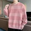 Harajuku Sweatshirts Erkek O boyun çizgili desen hip hop sweatshirt moda giyim erkek hoodies no hood sonbahar kıyafetleri sokak