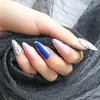 False Nails 24Pcs/Box Fake Press On Long Stiletto Almond Galaxy Patterns Nail Tips Artificial Finger Manicure For Women