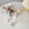 Ljusstake Dekorativa glasavsmalnande hållare klart Tealight Candlestick för bordets mittstycken Nyhets äggformade doftande doftande