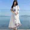 Casual Dresses Women's Dress White Jk Lolita Y2K Vintage Gothic Bow Preppy Style Girls Japanese Sailor Suits Midi Short Sleeve Summer