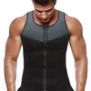 Shaper do corpo masculino Shaper masculino Use colete neoprene suando abdômen zíper emedecedado fitness sauna terno de espartilho camisetas