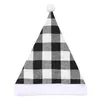 Christmas Decorations Red And White Checkered Cotton Fabric Adult Free Size Decoration Hat DIY Wedding Party Supplies