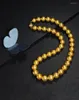 Chains Charming 18"8-9mm Natural South Sea Genuine Golden Round Pearl Necklace For Women Jewelry