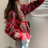 Женские свитера Леди Роза Цветочный длинное рукав o nece y2k Девочка для грузоподъемности Fushia Осень