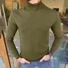 Pulls pour hommes couleur verte pull hommes pull à col roulé décontracté à manches longues marque hommes intérieur tricoté 2022