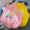 Sudaderas con capucha para mujer, moda Harajuku, Sudadera con capucha blanca para mujer, ropa Kawaii, Color caramelo, Sudadera con capucha con estampado de dibujos animados coreanos, jersey de bolsillo