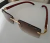 Nowa bogini okulary przeciwsłoneczne kwadrat oryginalne szklanki drewna męskie projektant marki Nice Ienbel Vintage Carter Buffs Rimless Carters Paisley Solid Eyeglass GT207 56-18-136
