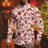 Hommes chemises décontractées hommes Santa bonhomme de neige impression chemise mode à manches longues revers bouton sauvage haut créatif mince décoration de fête