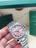 31MM Rome Pink Dial Smooth Bezel Watch of Women 31mm Lady Date Stainless Steel strap Automatic Movement Dress Super Luminous Wristwatches With Original Box