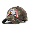 Unisex Cap Eagle Flag USA 자수 태양 보호 환기 구멍 야구 모자 스포츠 여름 선 스크린 힙합 조절 가능한 모자 P