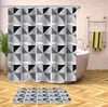 Shower Curtains Striped Curtain Geometric Plaid Print Waterproof Bath For Bathroom Bathtub Bathing Cover Large Wide 12pcs Hooks