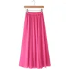 Skirts Women Pleated Chiffon Skirt 2022 Spring Summer Fashion A Line High Waist Long Maxi Saias Femininas