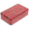 Present Wrap Christmas Cookie Tins med lock tomt godis mellanmål behandla swap lådor form metall containrar för godsaker chokladmuttrar röda