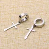 Boucles d'oreilles créoles pour hommes et femmes, croix, couleur argent, or, noir, trou en acier inoxydable, jésus, pointe, breloque, bijoux Huggie