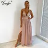 Festklänningar sexig slip paljett korsett maxi sommarklänning kvinnor backless mesh lång bodycon röd julfest klänning brudtärna aftonklänningar t220930