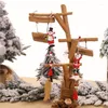 Décorations de Noël 2022 suspendu créatif en bois peint père noël flocon de neige cloche chaîne arbre carillons éoliens