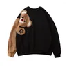 Moletons femininos Harajuku 2022 Autumn Winter Women Fleece Bear moletons fêmeas de manga cheia