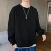 Hip Hop Sweatshirts för män koreanska mode high street hösten våren pullover crew fasta färgtrender nya män kläder