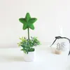 Decorative Flowers Artificial Plant Mini Flocking Bonsai Five-pointed Star Love Ball Plastic Grass Ceramic Square Set 1PCS AQ222