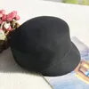 Caps de bola lisos de inverno preto lã Felta chapéu mulheres fedora cavaleiro feminina curta borda viseira beisebol