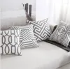 Pillow Cotton Embroidered Cover Grey Geometric Home Decor Christmas Gift Sofa Throw Case 45X45CM