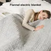 Blankets Electric Blanket Flannel Quick Heating 4 Layer Timer Overheat Protection Washable Full Body Warming Home Office