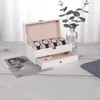 Oglądaj pudełka 4 siatki z włókna węglowego puda podwójna warstwowa pudełko na wyświetlacz obudowy Organizator biżuterii do dekoracji ślubnej