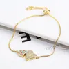 Strand Heart Diamond Micro Inlaid 18K Gold Plating High Quality Adjustable Chain Pendant Bracelet Women's Luxury Gift Bride