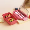 Geschirr-Sets, 1100 ml, umweltfreundliches Material, Lunchbox, BPA-frei, Bento-Mikrowellenbehälter mit Besteck